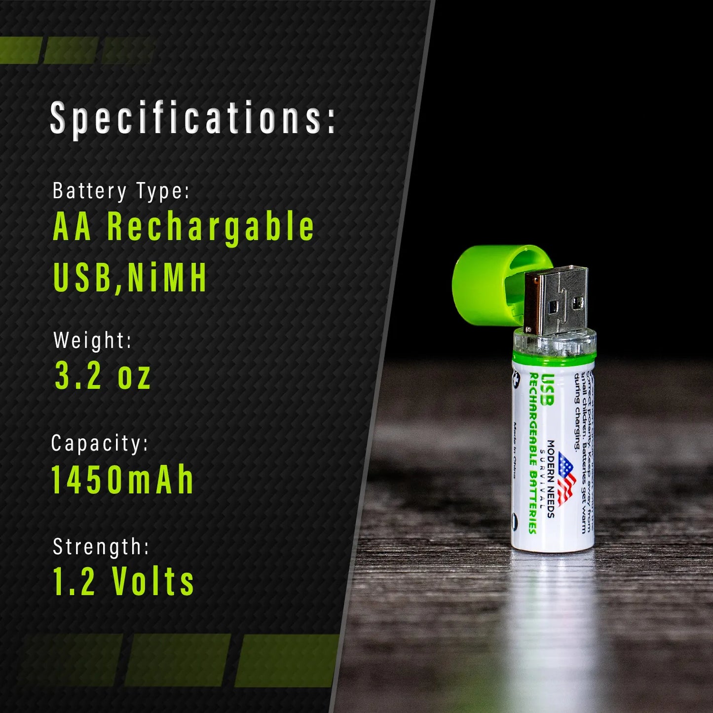Ultra-Charge AA USB Rechargeable Batteries