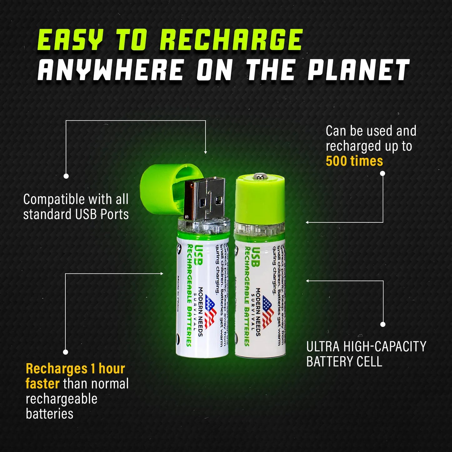 Ultra-Charge AA USB Rechargeable Batteries
