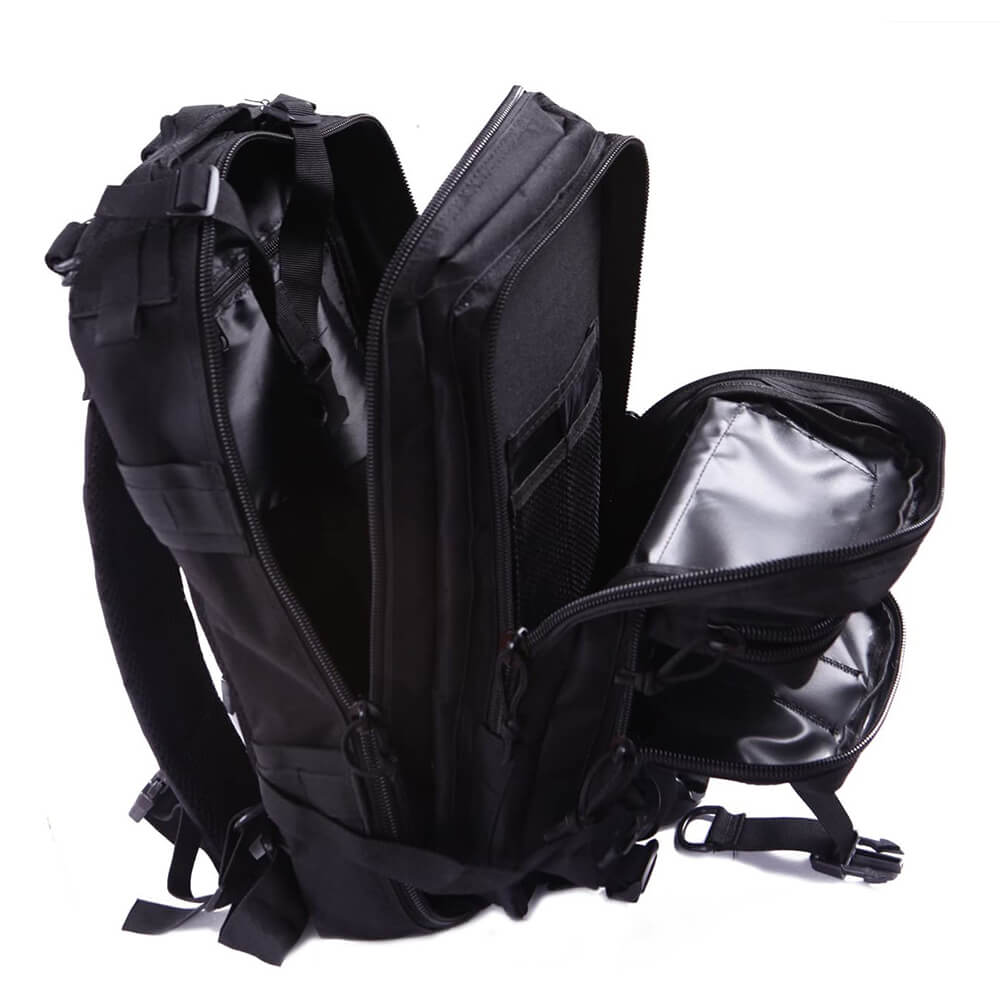 The 20L backpack opened, showing two main compartments