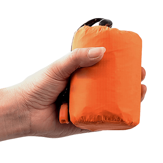 The emergency survival jacket in its pouch