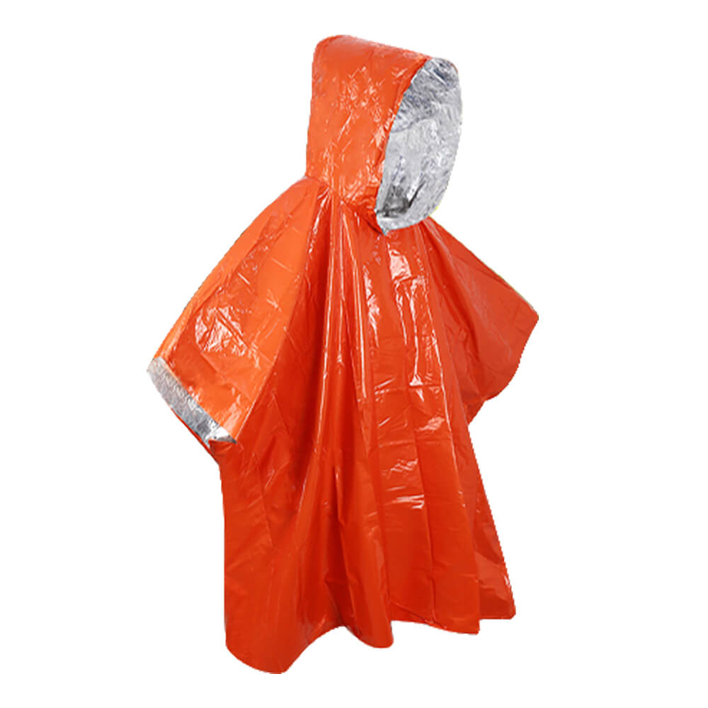 Side view of an opened emergency survival jacket