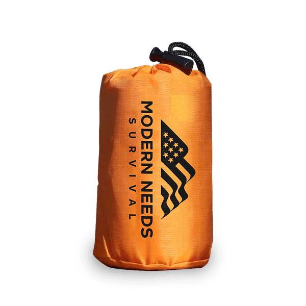 Upright image of the Modern Needs emergency sleeping bag