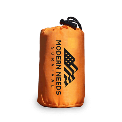 Upright image of the Modern Needs emergency sleeping bag